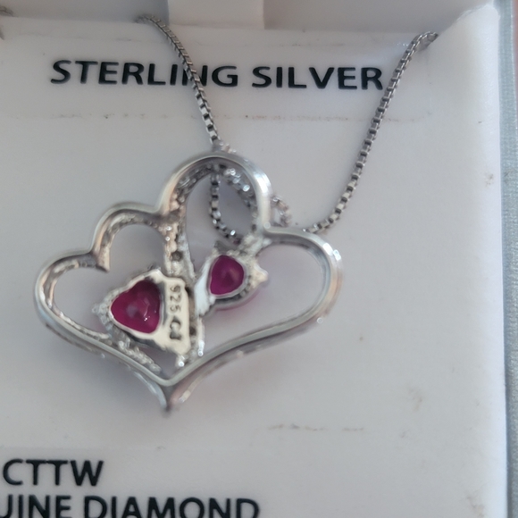 Sterling Silver Ruby and Diamond necklace - Picture 2 of 2